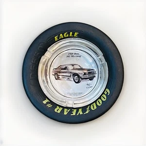 Goodyear Eagle #1 Tire Ashtray 1969 Ford Mustang Boss 302 Glass on Rubber - Picture 1 of 4