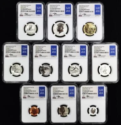 2018-S 10pc. Silver Reverse Proof Set NGC PF-70; FDOI; Mercanti; Free NGC Box! - Image 1 of 3