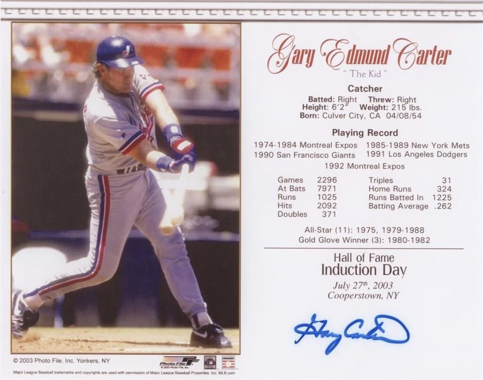 Gary Carter Signed Autographed Glossy 8x10 Photo Montreal Expos - Image 1 of 1
