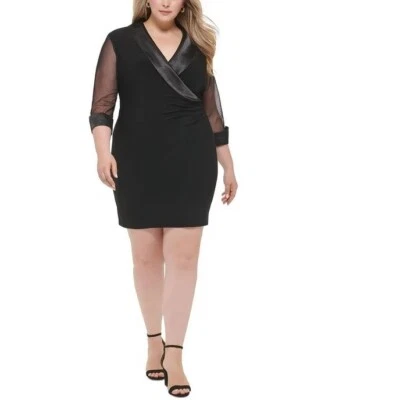 Women's Plus Size Jessica Howard Black Cocktail Party Dress, Size 20W, 3/4 Sleev - Image 1 of 4
