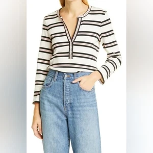 Barba Verónica para mujer Melva rojo/negro/blanco a rayas algodón elástico Henley talla XL - Imagen 1 de 6