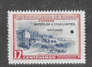 Uruguay 1954, 12c Outer Gate, trial color, WATERLOW SPECIMEN ovpt., NH #613 - Picture 1 of 1