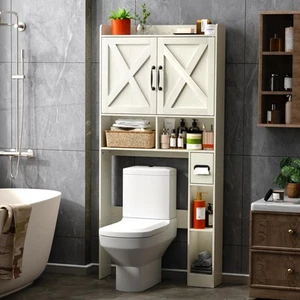 Over The Toilet Storage Cabinet,Freestanding Wooden Bathroom Organizer with 2... - Picture 1 of 7