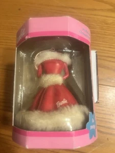 Barbie Holiday Ornament 2003 Red Dress/Faux fur With Box Christmas Cute - Picture 1 of 5