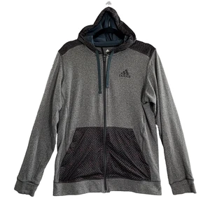 ADIDAS Men Climawarm Full Zip Hoodie Pockets Long Sleeve Sz M Gray 93-27 - Picture 1 of 12