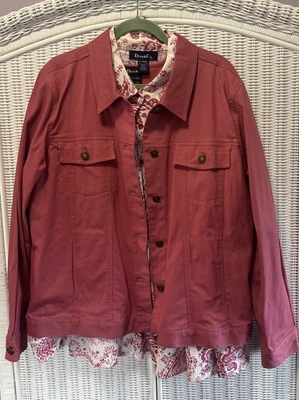 Chaqueta para mujer DENIM & CO con botones de cachemira y top tejido liso XL rosa/rosa Foto 1 de 4