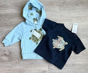 NUEVO Conjunto de chaqueta con capucha y camiseta azul marino Gymboree Turtle talla 6-12 m para niños - Imagen 1 de 5