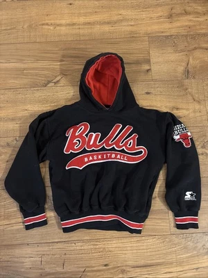 Sudadera con Capucha Vintage Chicago Bulls Starter Negra Roja Escritura Para Hombre Talla M Foto 1 de 4