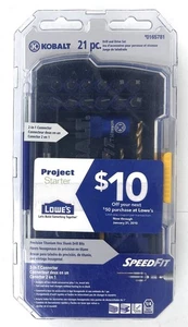 Juego de taladro y accionamiento Kobalt Speedfit 21 piezas #0165781 con conector 2 en 1 - Imagen 1 de 2
