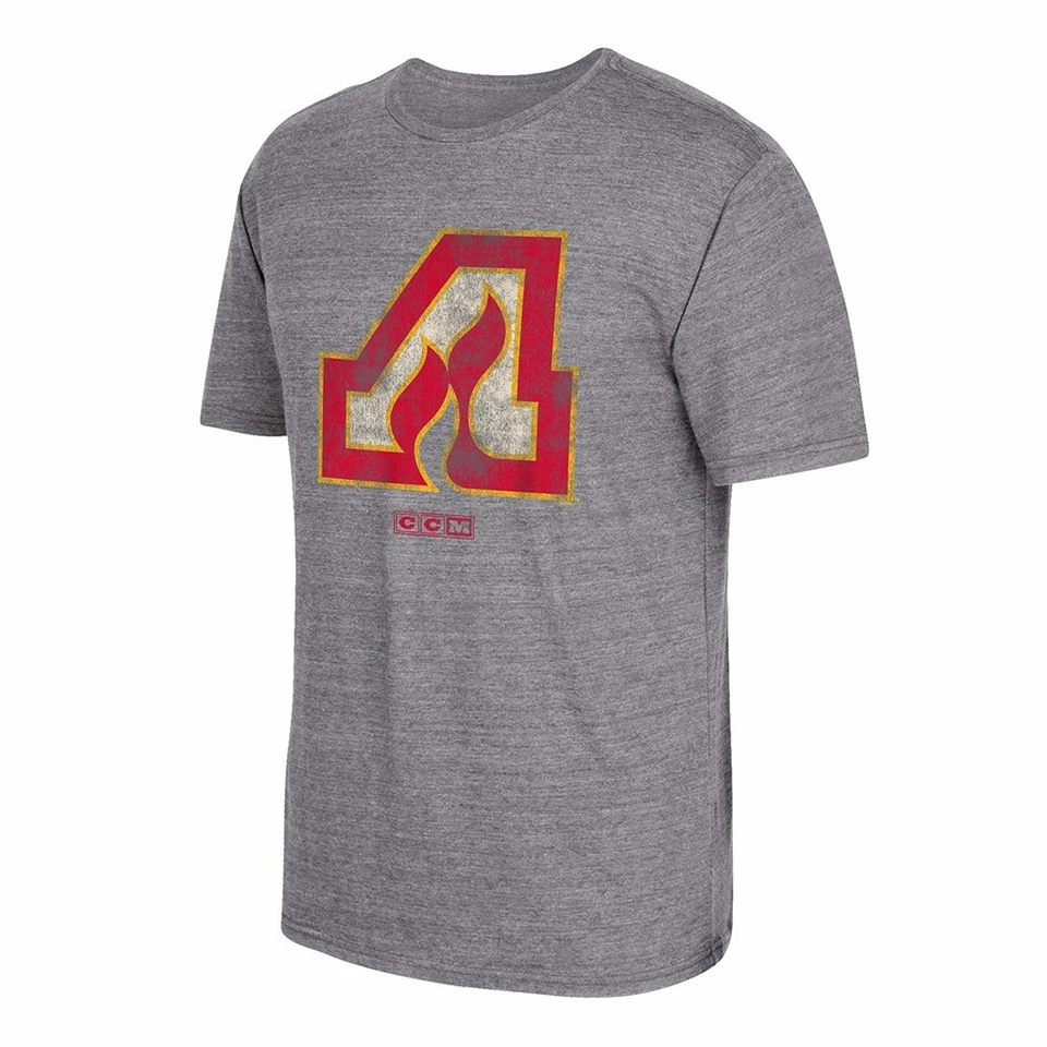 Atlanta Flames NHL CCM Vintage Men's Distressed Logo Grey T-Shirt - Image 1 of 1
