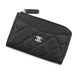 CHANEL Matelasse CC Logo Fragment Card Case Calfskin Black AP3179 - Picture 1 of 8