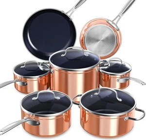 Ceramic Nonstick Cookware Set, Diamond Infused Scratch-Resistant,Dishwasher Safe - Foto 1 di 22