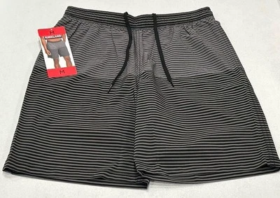 Pantalones cortos de natación elásticos Kirkland Signature para hombre, rayas grises/negras, talla M Foto 1 de 4