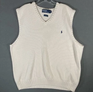 Vintage Polo By Ralph Lauren Pullover Weste Zopfmuster Elfenbein Herren Größe XL - Bild 1 von 5