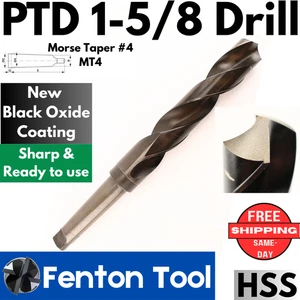 PTD 1-5/8 MORSE TAPER Drill HSS MT4 NEW Black Oxide MT 4 1.625 USA Precision Twi - Picture 1 of 16