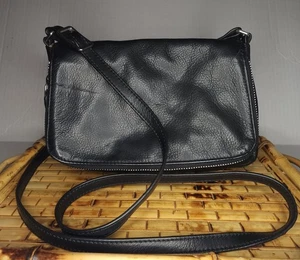 Vintage MARGOT Black Leather Crossbody Shoulder Bag Small 6x9 Purse Classic  - Picture 1 of 9