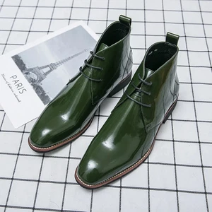 Moda Cómodas Botas al Tobillo de Charol con Cordones para Hombres Tenis de caña alta - Imagen 1 de 16