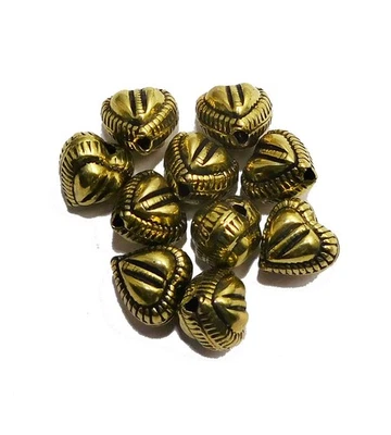 65 Pcs 10mm Heart Spacer Bead Antique Brass - Image 1 of 4