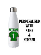 Personalised Aluminium water bottle green (FOOTBALL) artist impression