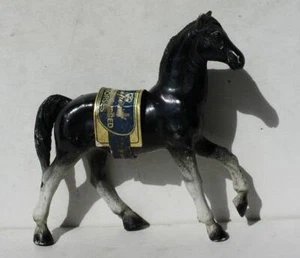 Horse Figurine Black White 1975 Imperial Toys #7234 Rubber Plastic w Label ----- - Picture 1 of 1