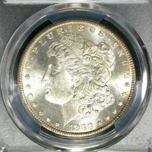 DÓLAR DE PLATA MORGAN 1880-S - PCGS COMO NUEVO 65 ~ HERMOSA MONEDA~ REF#2030 - Imagen 1 de 4