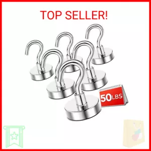 DIYMAG Strong Magnetic Hooks, 50lbs Heavy Duty Rare Earth Magnets with Hook Stro - Picture 1 of 2