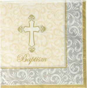 Baptism Party Napkins 16pk 3ply - Baptism "Divinity" Religious Party Supplies - Picture 1 of 1