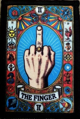 The Finger Tactical Tarot Card Morale Patch Tactical Military Army Patch - Image 1 of 4