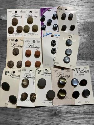 Vintage  New Old Stock Slate Gray Brown Neutral Buttons Lansing For Top Blouses - Image 1 of 4
