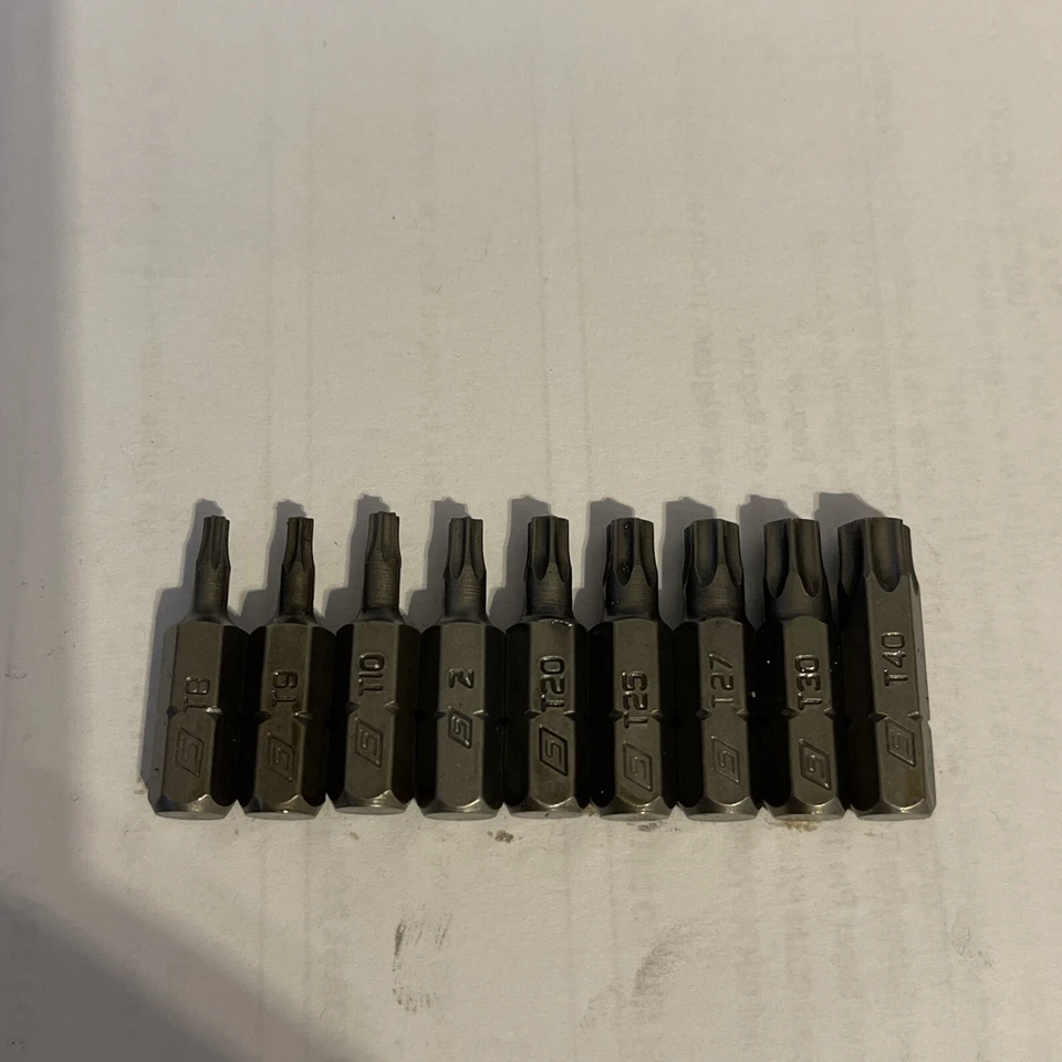 Snap On Genuine Torx  Screwdriver Bit Set 9 Piece T8-T40 NEW - Image 1 of 1