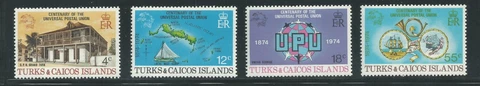 Turks & Caicos Scott # 293-296 MNH UPU Centenary Cover