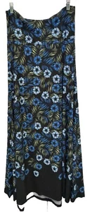 NEW LuLaRoe XL Blue Green White Floral & Dipped Black Knit Maxi Skirt Dress - Picture 1 of 6