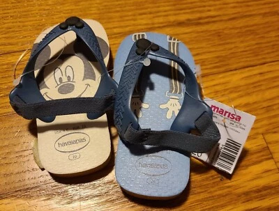 NUEVAS Sandalias de Playa Bebé Talla 6 U.S.A. Mickey Mouse Azul Havaianas con etiquetas Marisa Foto 1 de 4