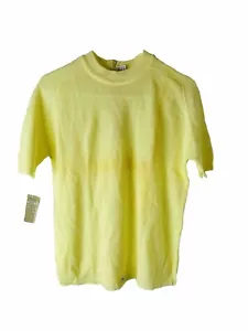 NOS VTG 70s Womens Large Ribbed Knit Blank Short Sleeve T Shirt Blouse Preppy - Picture 1 of 6