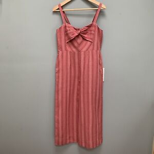 Rebecca Taylor Pink Striped Linen Jumpsuit 8