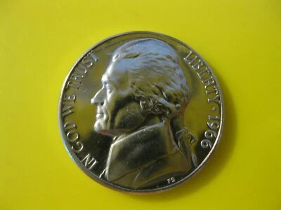 1966 Jefferson Nickel Gem BU! Slight Cameo SMS   - Image 1 of 3