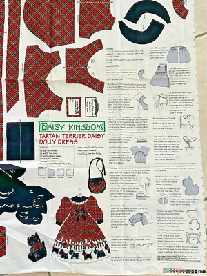 De Colección Fuera de Uso Daisy Kingdom TARTAN TERRIER Navidad Dolly Vestido Panel Tela Scotties Foto 1 de 4