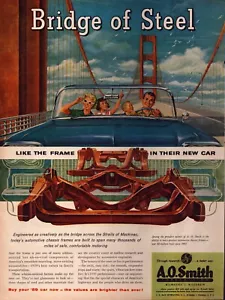 1958 A.O. Smith Corporation Print Ad Automotive Chassis Frames Bridge of Steel - Picture 1 of 1