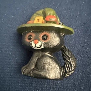 Broche Vintage Hallmark PIN Halloween Gato Negro Gatito Años 80’s - Imagen 1 de 2