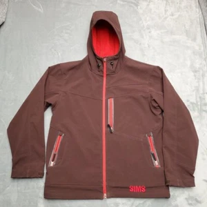 Simms Jacket Mens M Brown Softshell Fleece Lined Western Outdoors Fishing READ - Picture 1 of 14
