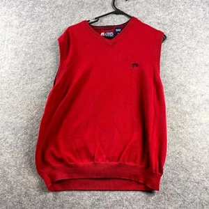 Chaps Mens Vest Medium Red Knit Sleeveless V Neck Pullover Sweater Cotton Casual - Picture 1 of 8