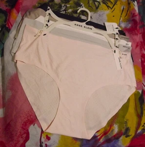 5 NEW ANNE KLEIN AK17876 SMOOTH MICROFIBER NO PANTY LINES HIPSTER PANTIES L - Picture 1 of 2