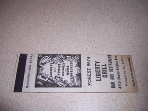 LIBERTY GRILL BAR & RESTAURANTE BALTIMORE MD. CUBIERTA MATCHBOOK DE COLECCIÓN - Imagen 1 de 1