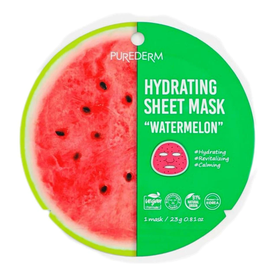 3 Packs of PUREDERM Hydrating Sheet Mask Watermelon - 1 Mask (23g) - Image 1 of 4