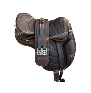 Brown Color Treeless Leather Softy Freemax Horse English Saddle 14 Sizes F/Ship. - Picture 1 of 4