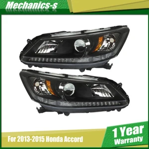 RH & LH Headlights Headlamps Set For Honda Accord 2013-2015 Replacement Clear - Picture 1 of 14