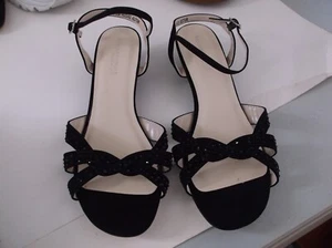 Dressy Sandal "Touch Ups" by Benjamin Walk. Black, Size 7.5.W Wedge Heel NWOB - Picture 1 of 6