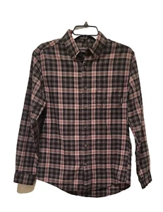 Camisa de franela Eddie Bauer calce clásico a cuadros en negro/gris/rojo pequeña para hombre nueva sin etiquetas - Imagen 1 de 7