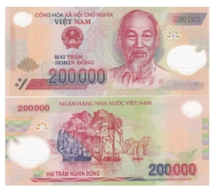 5Pcs Vietnam 200000 DOLLARS BANKNOTE CURRENCY VND 200k Vietnamese Dong UNC - Picture 1 of 1