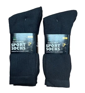 12 pares de calcetines deportivos para hombre negros de algodón con suela acolchada talla 6-11 - Imagen 1 de 1